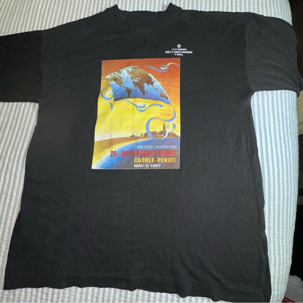 Vintage 1997 United Nations 26th Inter-Agency Games T-shirt Caorie Venice Italy